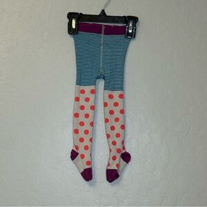 Baby Boden gray pink and blue polka dot and striped tights size 6-12 months